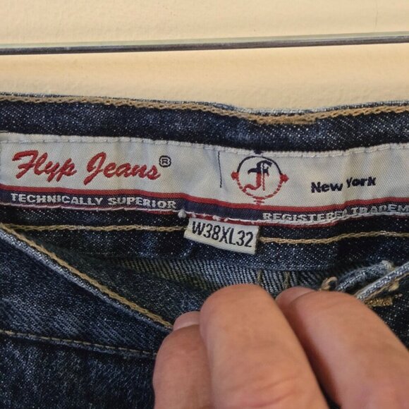 Flyp Straight Leg 100% Cotton Jeans Size 38x32 - Picture 3 of 5